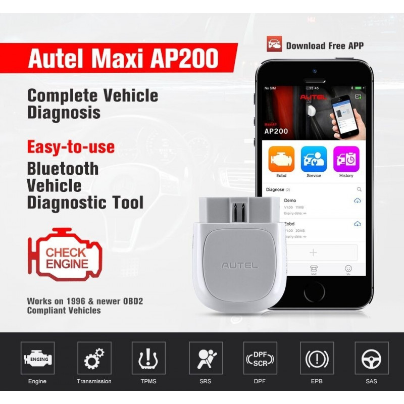 AUTEL MaxiAP AP200 Автосканер для Android/iOS