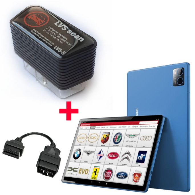 Комплект LVS Scan 5 + Планшет Android 256/8Gb + OBD2 удлинитель