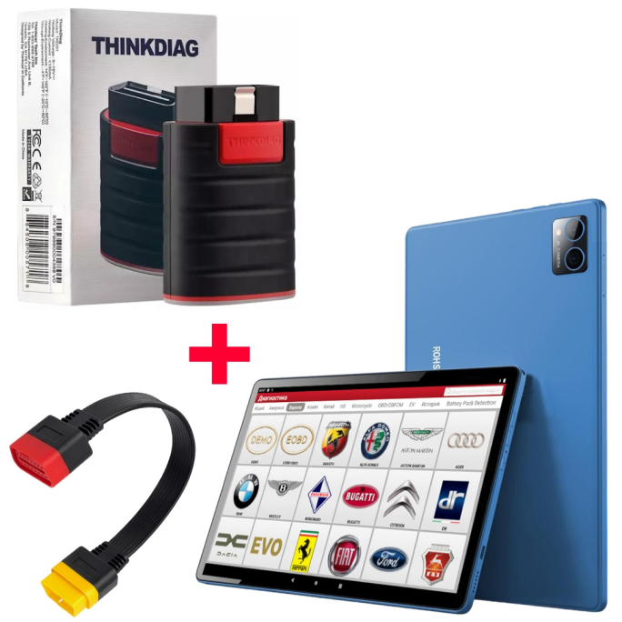 Комплект ThinkDiag з софтом LVS x431 + Планшет Android 256/8Gb + OBD2 удлинитель