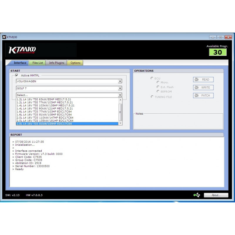 KTM100 с прошивкой fw7.003. Токены неограничены.