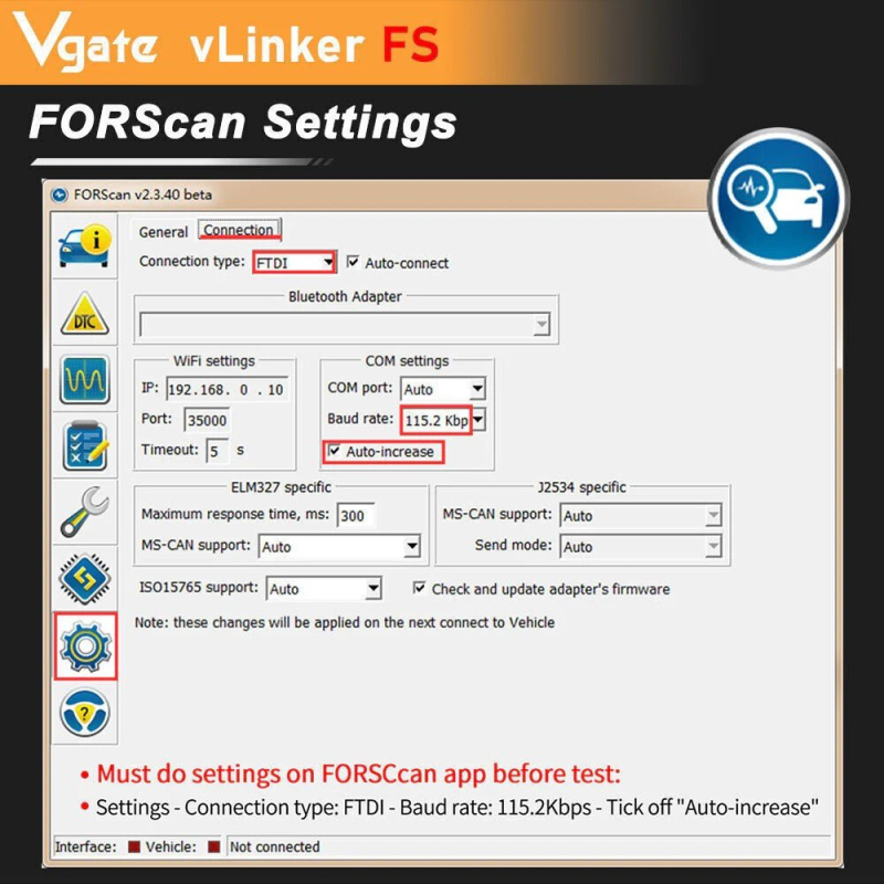 Автосканер Vgate vLinker FS для ПО ForScan